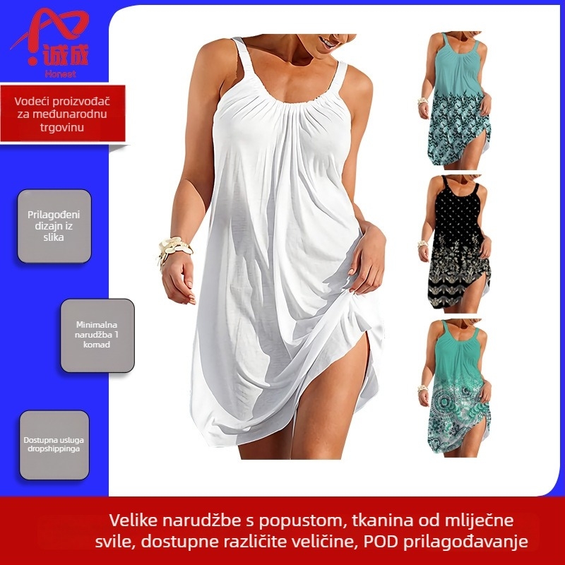 Milk Silk otisak A-linijski midi haljina, bez rukava, pulover, elastičan struk, podstava od acetata