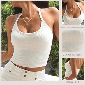 Halter joga top s jastučićem za grudi, kratki kroj, najlon-spandeks tkanina, čašice 5/8, čvrst remen