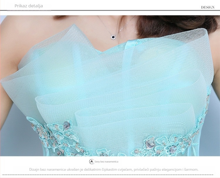 Večernja haljina s dekolteom tipa cijev, puff tutu suknja, duga do poda, majčinska haljina od poliestera