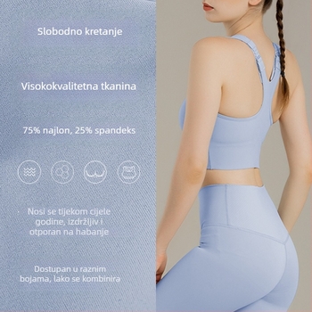 Plus-size sportski grudnjak za vanjsku upotrebu, visoka podrška, otporan na saganje, za trčanje i jogu, lijep dizajn leđa