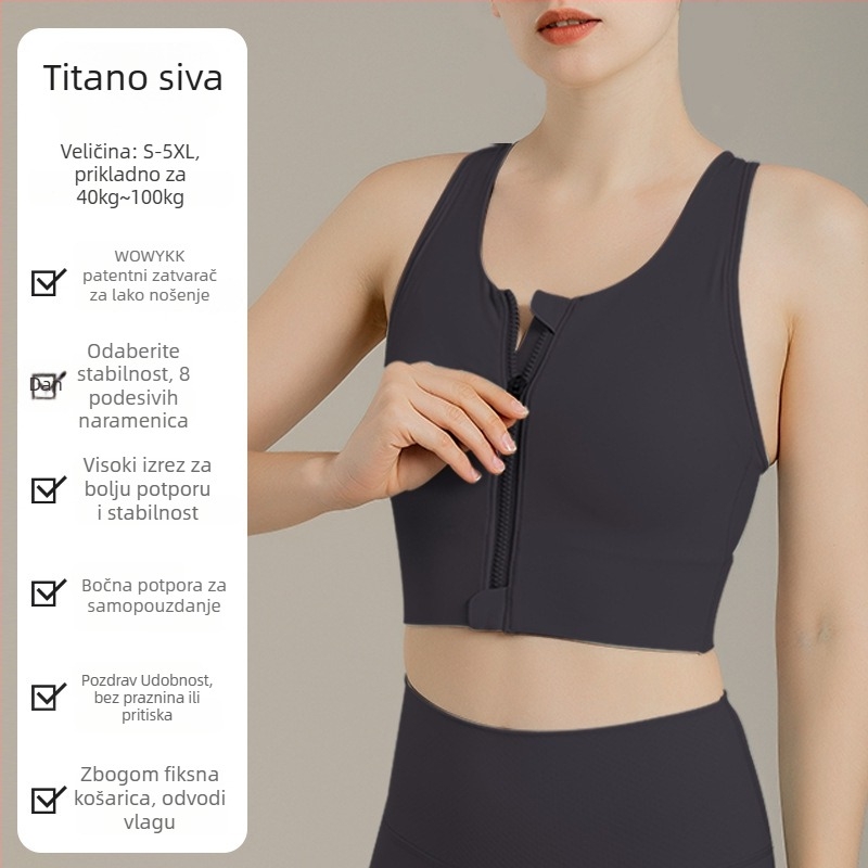 Plus-size sportski grudnjak za vanjsku upotrebu, visoka podrška, otporan na saganje, za trčanje i jogu, lijep dizajn leđa