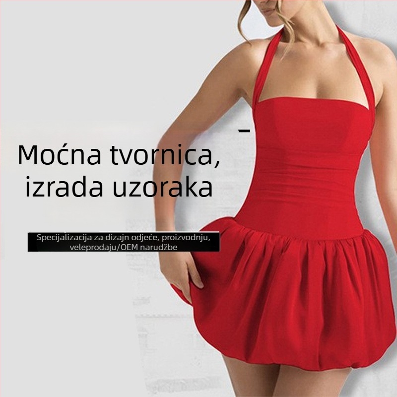 Haljina od elastičnog poliestera, elegantan poslovni stil, duga duljina, detalji šavova kolaža