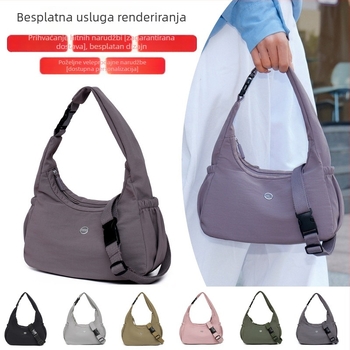 Ženska crossbody torbica, najlon, gradski stil, horizontalni kvadratni oblik, zatvarač, unutarnji džepovi za telefon i dokumente