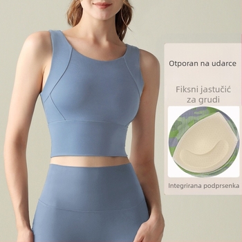 Top za jogu s integriranim košaricama, otpornost na udarce, prozračan, lijep leđa, s umetkom za prsni pad