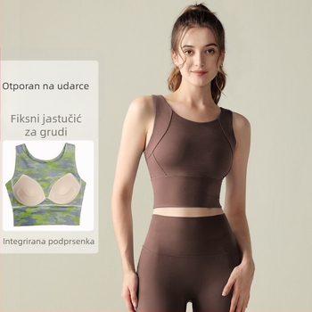 Top za jogu s integriranim košaricama, otpornost na udarce, prozračan, lijep leđa, s umetkom za prsni pad