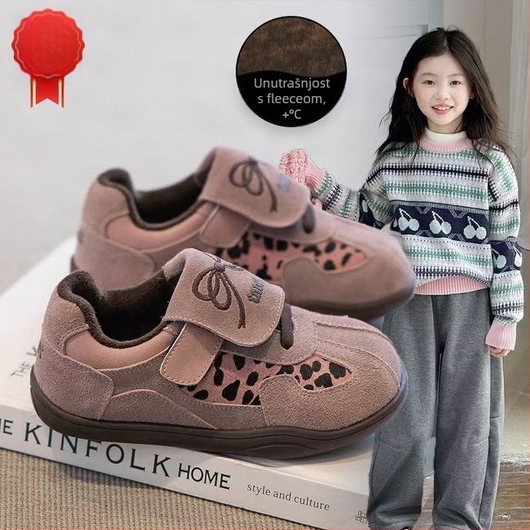 Dječje tenisice za trčanje s Velcro zatvaranjem, debela potplat, gumena potplat, zima