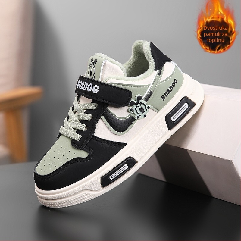 Dječje tenisice s debelim potplatom, gornji dio od mikrovlaknaste kože, protuklizna i otporna potplata, zatvaranje na Velcro, toplu podstavu od flisa