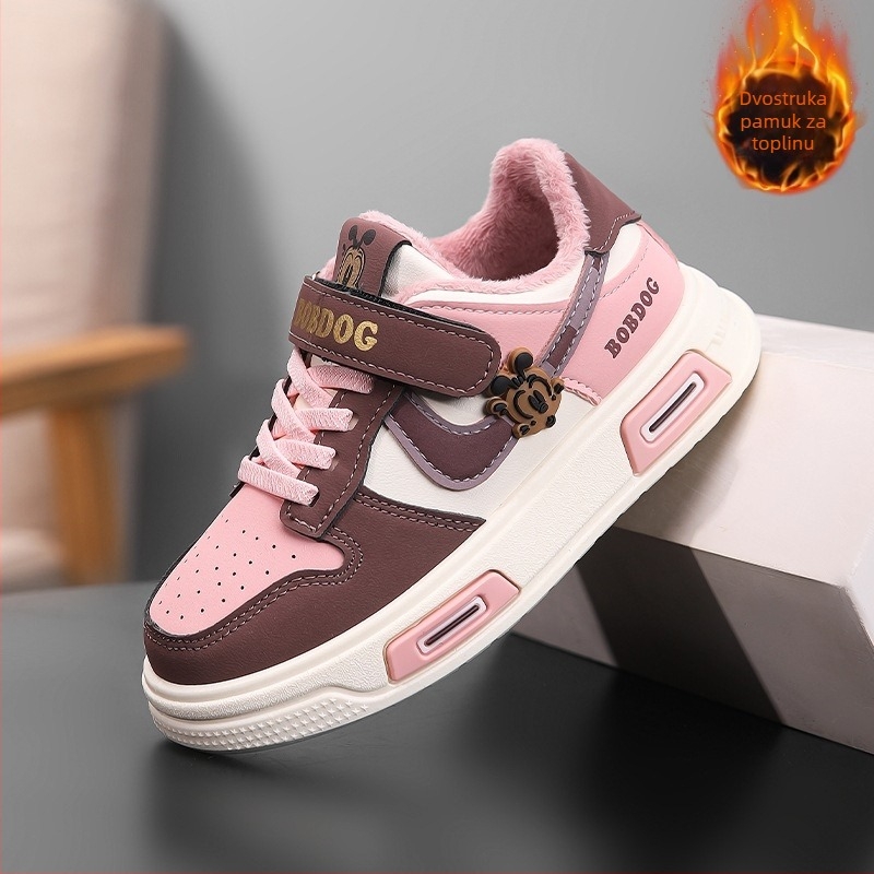 Dječje tenisice s debelim potplatom, gornji dio od mikrovlaknaste kože, protuklizna i otporna potplata, zatvaranje na Velcro, toplu podstavu od flisa