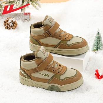 Dječje sportske tenisice za dječake s fleece podstavom, visokim gornjim dijelom, Velcro kopčom, gumom protiv klizanja, pogodne za zimu, jesen i proljeće