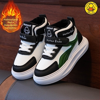 Dječje zimske visoke tenisice, gornji dio od umjetne kože, Velcro zatvarač, debeli PVC đon, zadržavaju toplinu, za djecu 1–12 godina, unisex