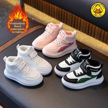 Dječje zimske visoke tenisice, gornji dio od umjetne kože, Velcro zatvarač, debeli PVC đon, zadržavaju toplinu, za djecu 1–12 godina, unisex