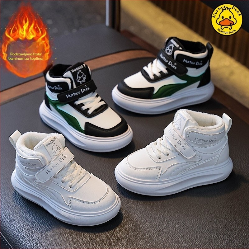 Dječje zimske visoke tenisice, gornji dio od umjetne kože, Velcro zatvarač, debeli PVC đon, zadržavaju toplinu, za djecu 1–12 godina, unisex