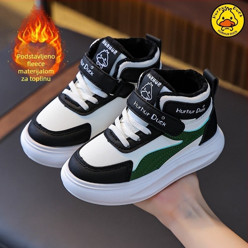 Dječje zimske visoke tenisice, gornji dio od umjetne kože, Velcro zatvarač, debeli PVC đon, zadržavaju toplinu, za djecu 1–12 godina, unisex