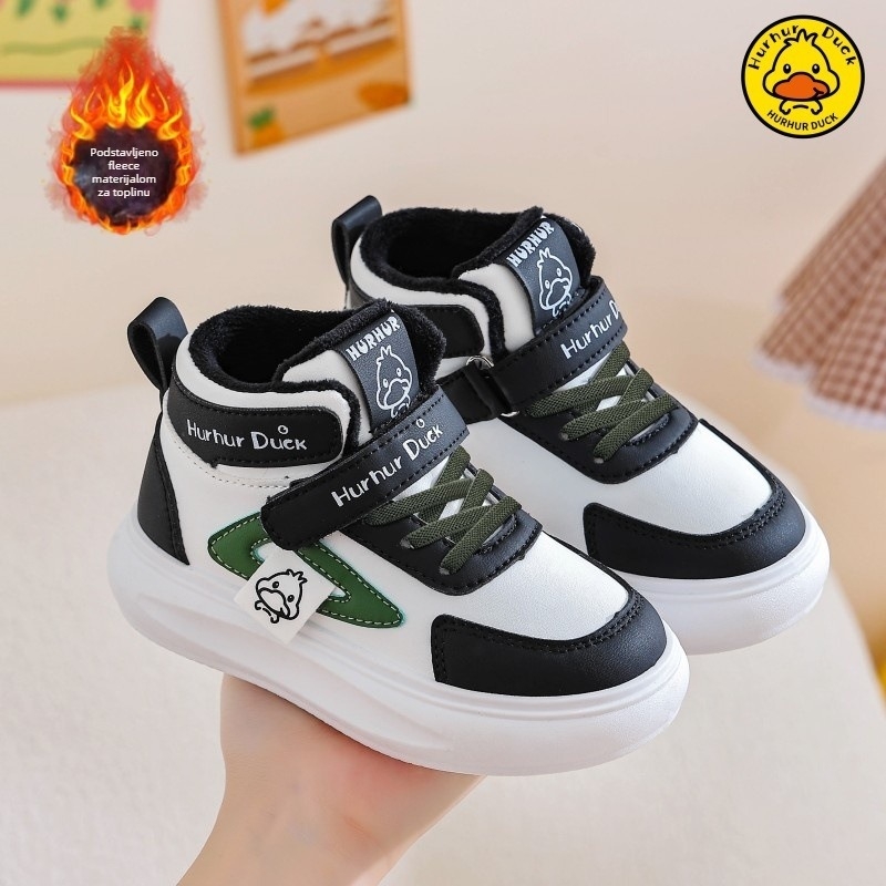 Dječje zimske visoke tenisice, gornji dio od umjetne kože, Velcro zatvarač, debeli PVC đon, zadržavaju toplinu, za djecu 1–12 godina, unisex