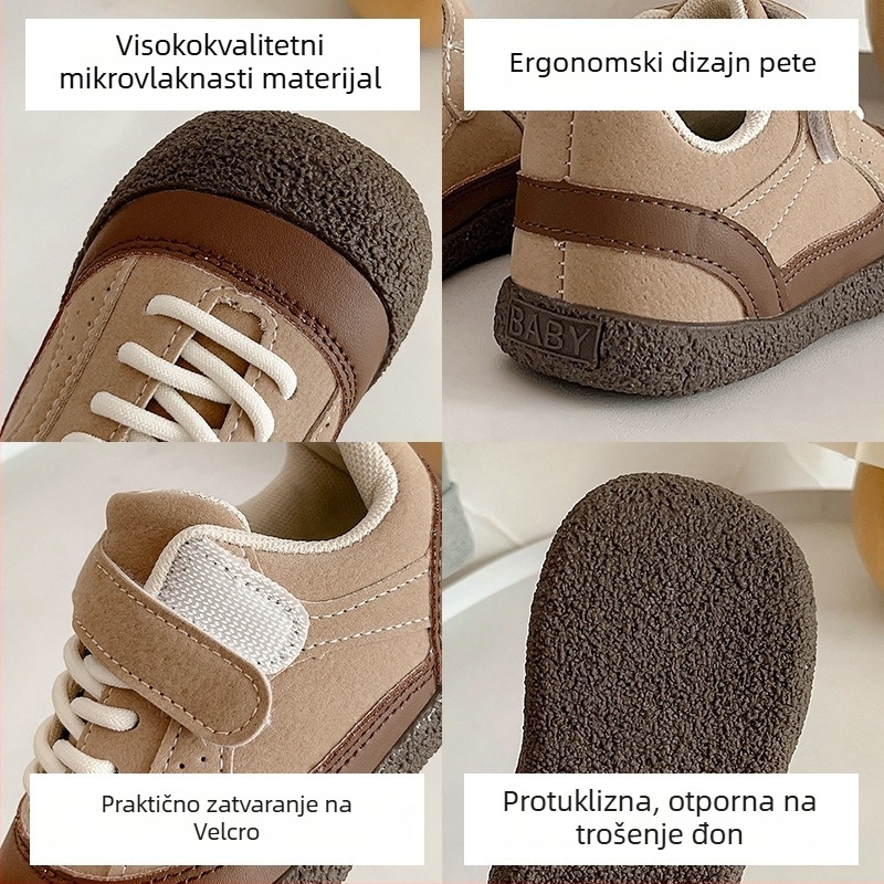 Dječje planinarske tenisice s Velcro zatvaranjem, prozračan microfiber gornji dio, anti-slip PVC đon (1-6 godina, zimsko/proljetno/jesensko doba)