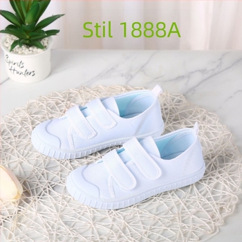 Dječje bijele platnene tenisice za ples – unisex, s elastičnim remenom