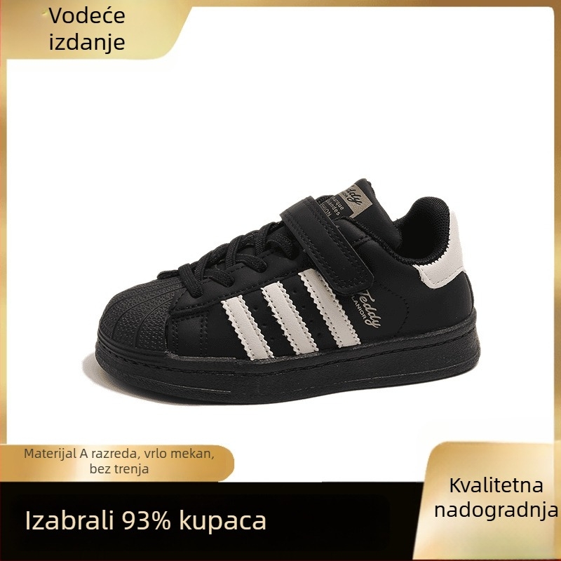 Dječje tenisice s Velcro trakom i nosom u obliku školjke - gornji dio od sintetičke kože, protuklizna potplat, unisex, uzrast 1–12 godina