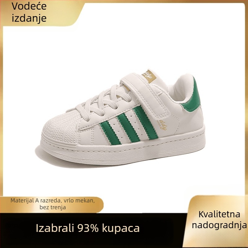 Dječje tenisice s Velcro trakom i nosom u obliku školjke - gornji dio od sintetičke kože, protuklizna potplat, unisex, uzrast 1–12 godina