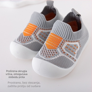 Cipele za djecu za hodanje - korejskog stila slip-on, prozračni pamuk gornji dio, prugasti uzorak, meka potplat, pogodne za 12–48 mjeseci