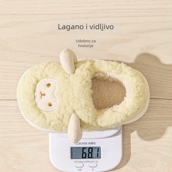 Plišane dječje papuče za 4–6 godina, karikatura uzorak, zimske tople unutarnje papuče, EVA potplat, unisex