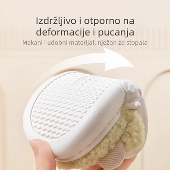 Plišane dječje papuče za 4–6 godina, karikatura uzorak, zimske tople unutarnje papuče, EVA potplat, unisex