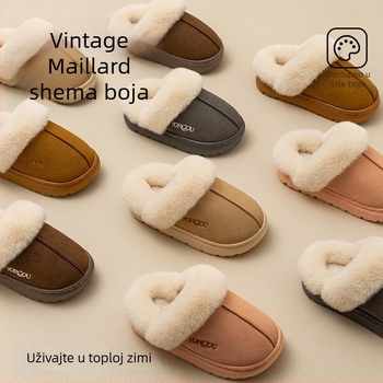 Dječje pamučne papuče, s flisom iznutra, unutarnje zimske, EVA potplat, unisex, za djecu 7–12 godina