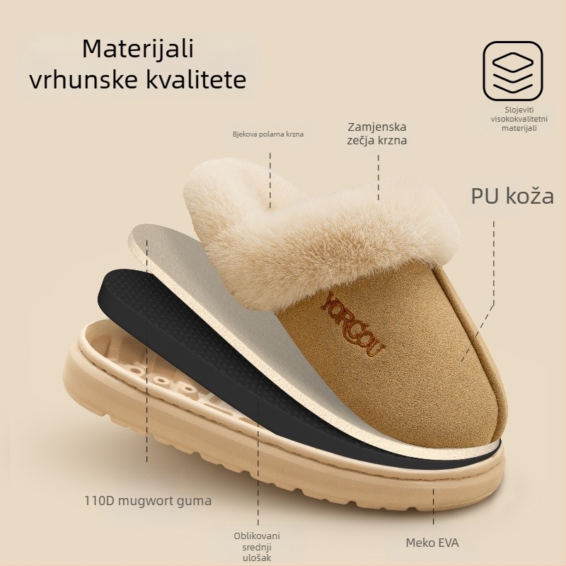 Dječje pamučne papuče, s flisom iznutra, unutarnje zimske, EVA potplat, unisex, za djecu 7–12 godina
