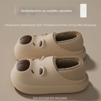 Capybara vodootporne dječje papuče od pamuka s petom, slatki karikatura uzorak, protuklizno za unutarnju i vanjsku upotrebu
