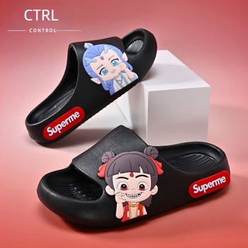Unisex PVC japanke s karikaturnim uzorkom, PVC gornji dio i potplat, prozračné i protuklizne