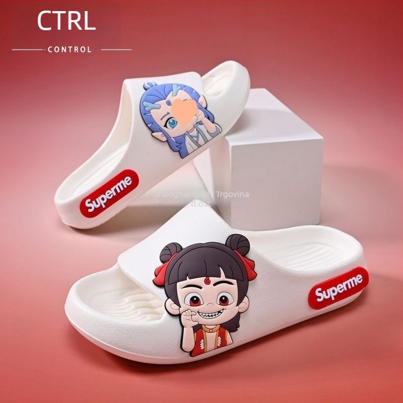 Unisex PVC japanke s karikaturnim uzorkom, PVC gornji dio i potplat, prozračné i protuklizne