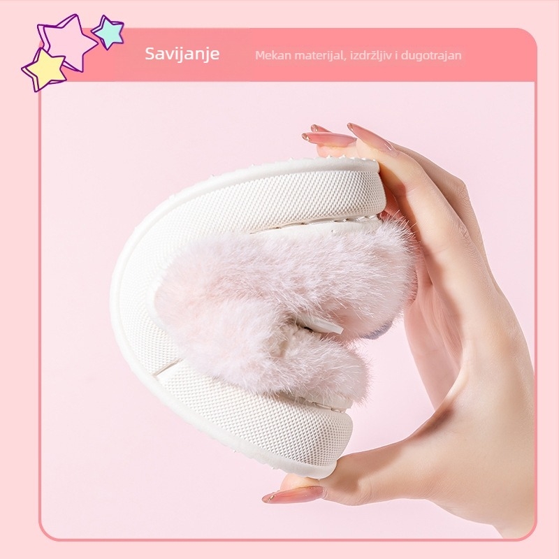 Dječje plišane papuče s jednorogom – zima, tople, protuklizna PVC podloga, uzrast 4–16, gornji pliš