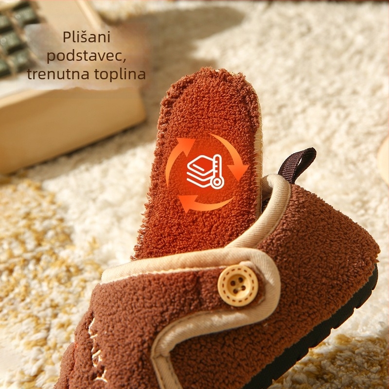 Dječje papuče od pamuka s plišanim unutrašnjim dijelom, životinjski uzorak, TPR potplat, zatvaranje na Velcro (uzrast 1–12 godina)