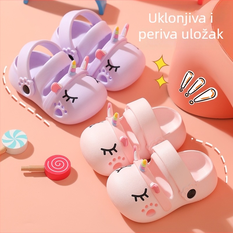 Dječje Crocs-stil EVA sandale s zatvorenim prstima, unisex, za dob 1–16 godina, motiv jednorog Cartoon Paradise, proljetno izdanje 2025