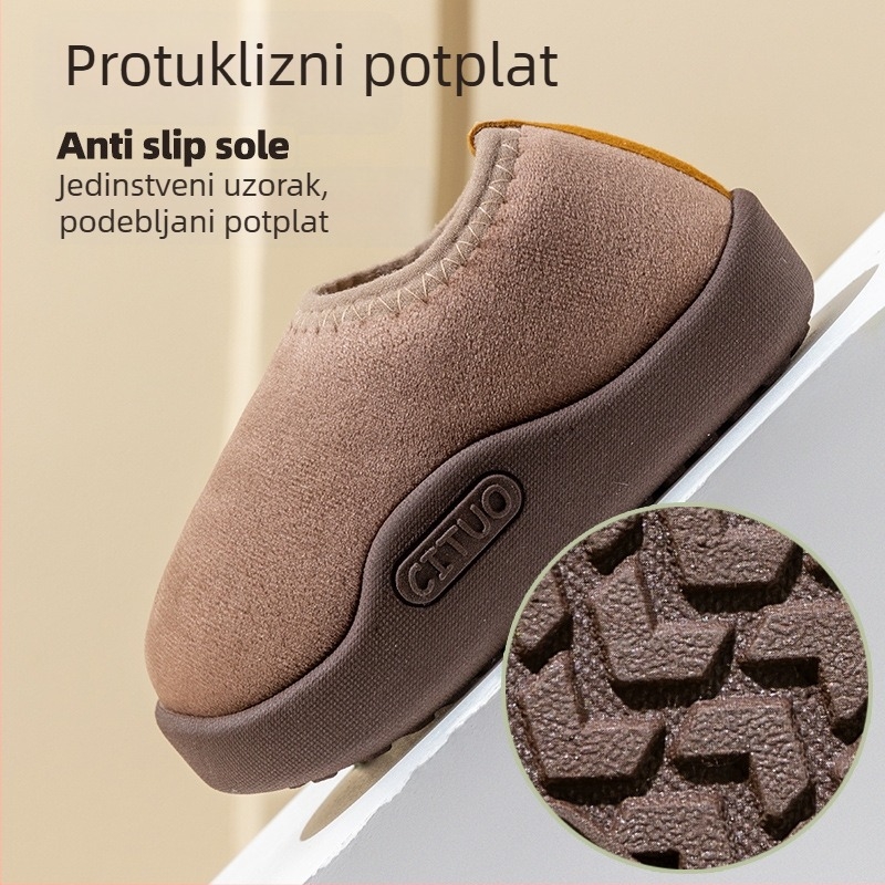 Dječje unutarnje pamučne papuče s zatvorenim petama, protuklizne, jesen-zima, model 2025