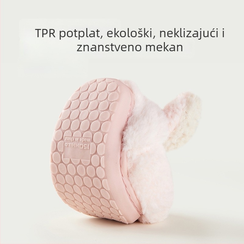 Happy Mary Djeca papuče za dom s plišanim zeko – nubuk gornji dio, fleece podstava, toplo zimi
