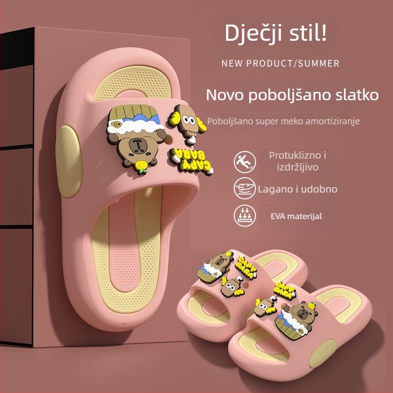 Dječje papuče s likom kapibare, crtić, protuklizne unutarnje papuče za tuširanje, mekana EVA đon