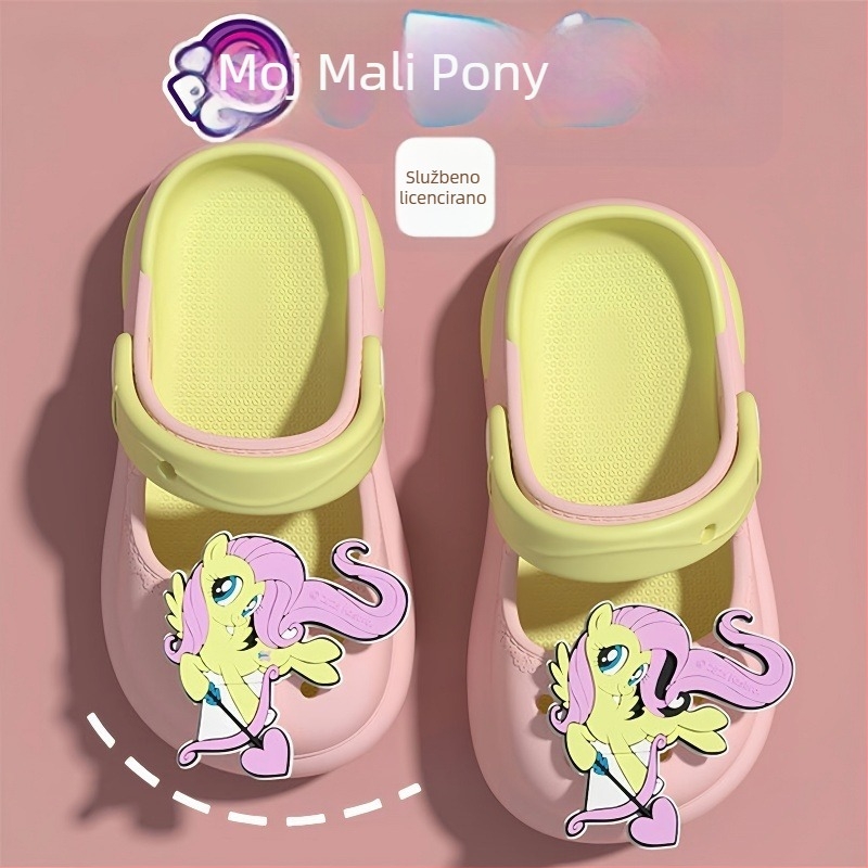 Crocs-stil sandale s rupicama, gornji EVA, zatvoren prst, debeli potplat, brzo sušeće, protuklizne, za djevojčice i djecu, ljeto 2025