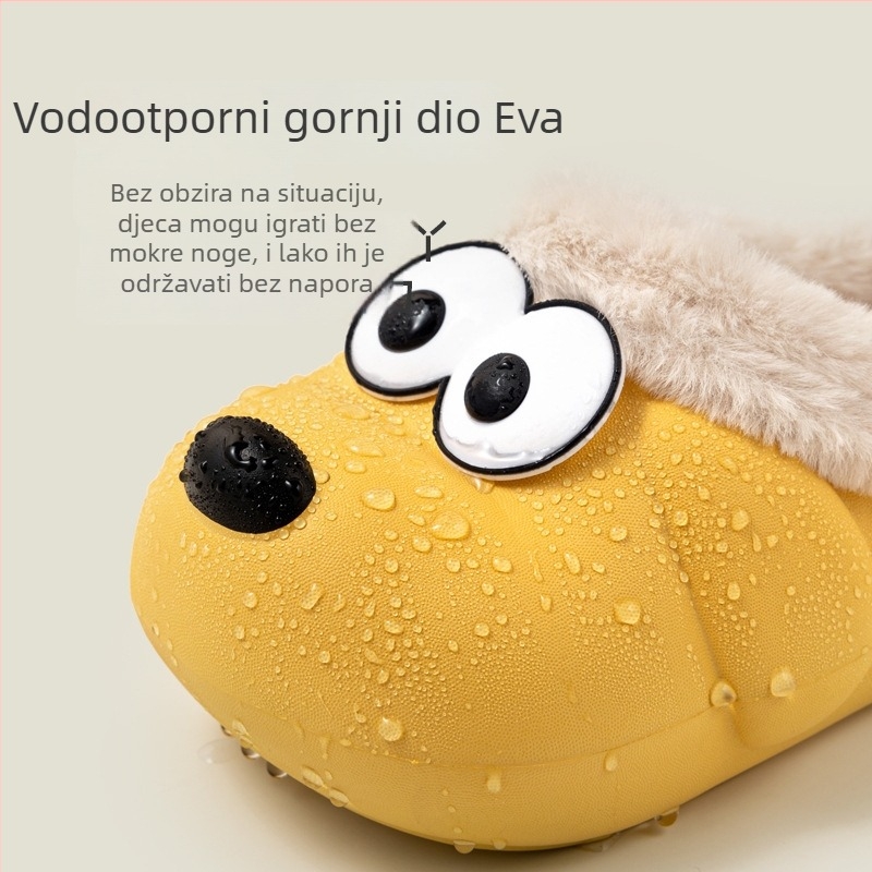 Dječje pamučne papuče za unutarnju upotrebu – tople, unisex; potplat EVA; gornji dio EVA i plišasti velur; uzorak: crtani; dobna skupina: 1–16 godina; sezona jesen/zima