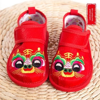 Tradicionalne platnene cipele za djecu, Velcro zatvarač, gornji dio od brokatnog pamuka, uzorak životinja, potplat od platna