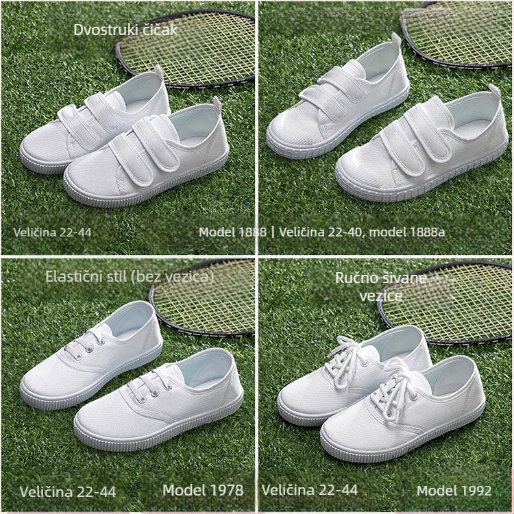 Dječje bijele platnene tenisice s Velcro zatvaračem – unisex, unutarnje tenisice, prozračne i protuklizne