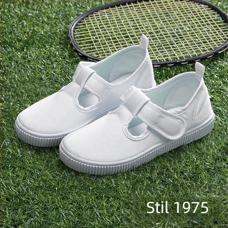 Dječje bijele platnene tenisice s Velcro zatvaračem – unisex, unutarnje tenisice, prozračne i protuklizne