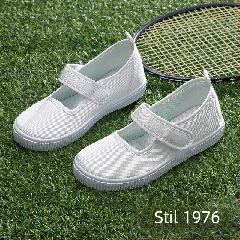 Dječje bijele platnene tenisice s Velcro zatvaračem – unisex, unutarnje tenisice, prozračne i protuklizne