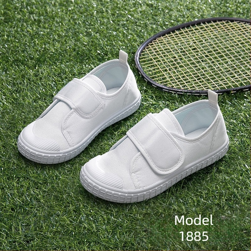 Dječje bijele platnene tenisice s Velcro zatvaračem – unisex, unutarnje tenisice, prozračne i protuklizne