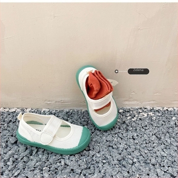 TS1208 Dječje platnene tenisice s korejskim stilom, izvezeno, Velcro zatvarač, gornji dio od pamuka, gumeni potplat, unisex