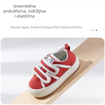 Dječje platnene tenisice s Velcro zatvaračem, niski gornji dio, gumeni potplat, unutarnja upotreba, proljeće i jesen