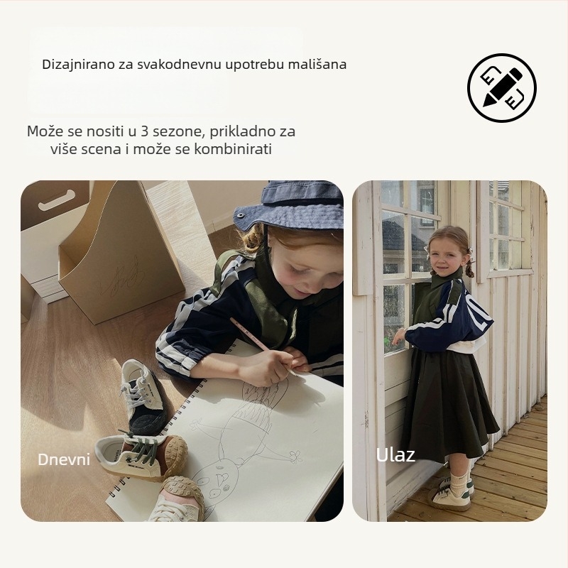 Dječje platnene tenisice s Velcro remenom - unisex, niski gornji dio, TPR đon, pamučna podstava