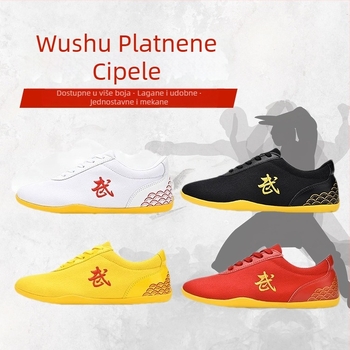 Cipele za borilačke vještine – platneni gornji dio, niski gležanj, prednje vezivanje šnalama, lagane, potplat od teleće tetive