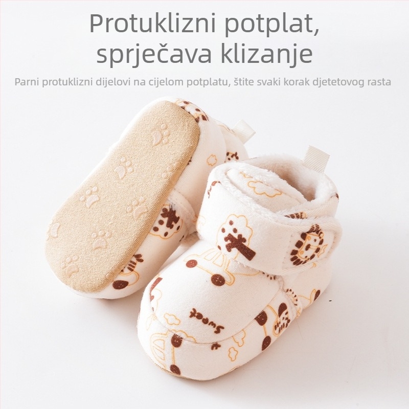 Zimske cipelice za bebe 0–6 mjeseci, mekana potplata, antisklizne, unutarnje pamučne papučice za novorođenče