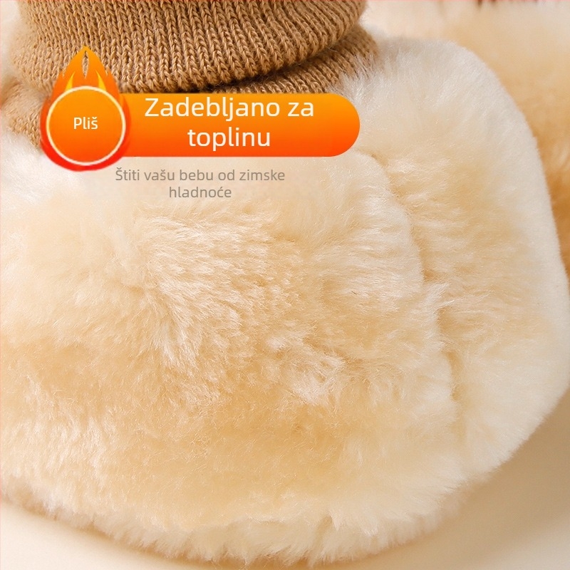 Set cipica za učenje hodanja i čarapa za bebe, zimska topla podstava od imitacije vune, protuklizna mekana potplata, unisex