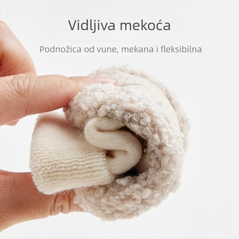 Unisex bebe čarapica-cipele za unutarnju upotrebu s flisom, protuklizna potplata, visoki vrh, karikatura uzorak, 12–36 mjeseci